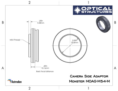 Astrodon camera side adapter, M54 male x ..4" protrusion (Model M54-M)
