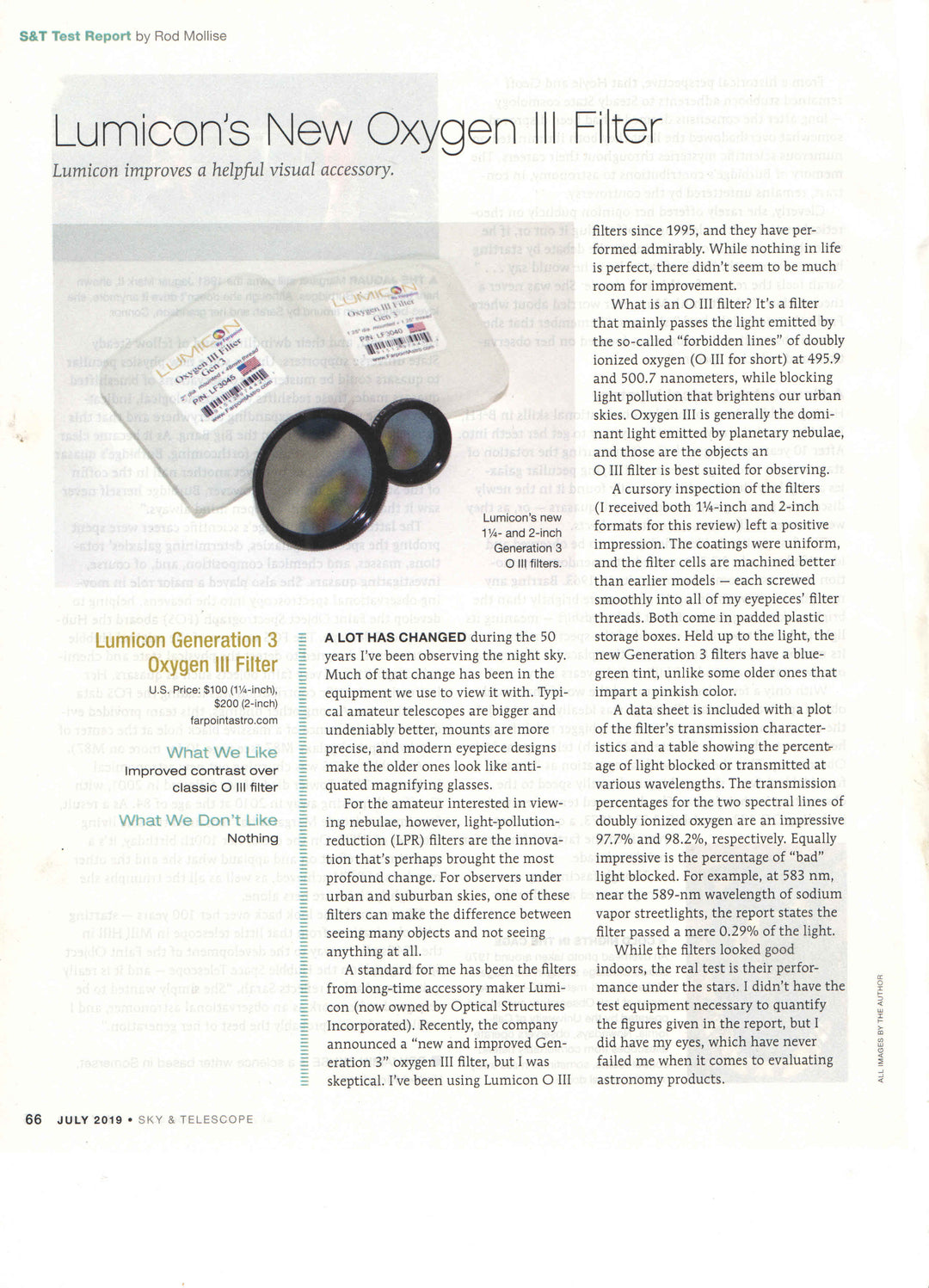 Lumicon 1.25 Inch Oxygen III Gen 3 Filter